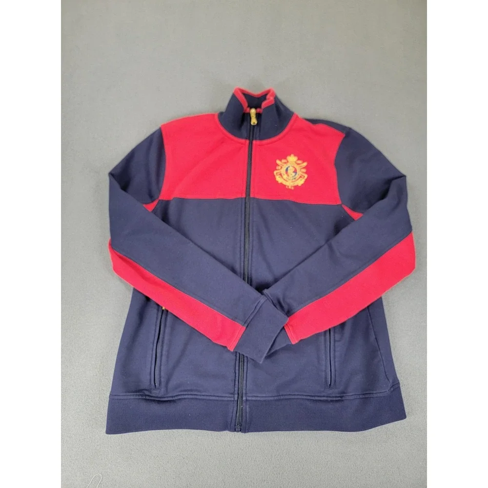LRL Lauren Ralph‎ Lauren Petite L Track Jacket Full Zip Equestrian Embroidered